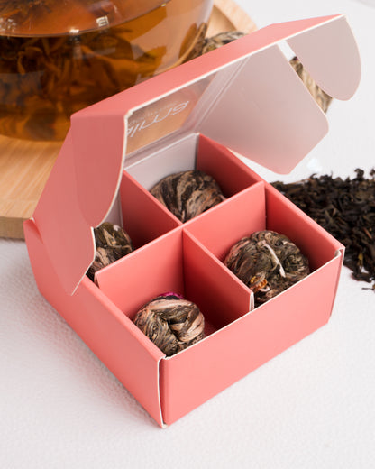 Blooming Tea Box — Caja de Regalo con 4 Esferas de Té Floreciente
